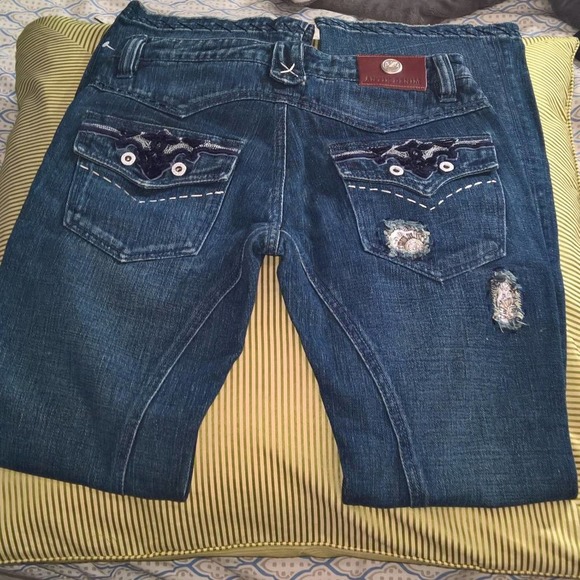 NWT Antik Denim Embellished & Distressed Jeans Sz 30 NWT Boot Cut - Picture 6 of 7